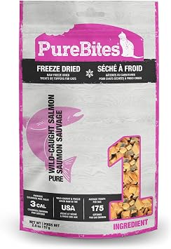 PureBites Freeze Dried Salmon Cat Treats 57g | 1 Ingredient | Made in USA Packaging May Vary