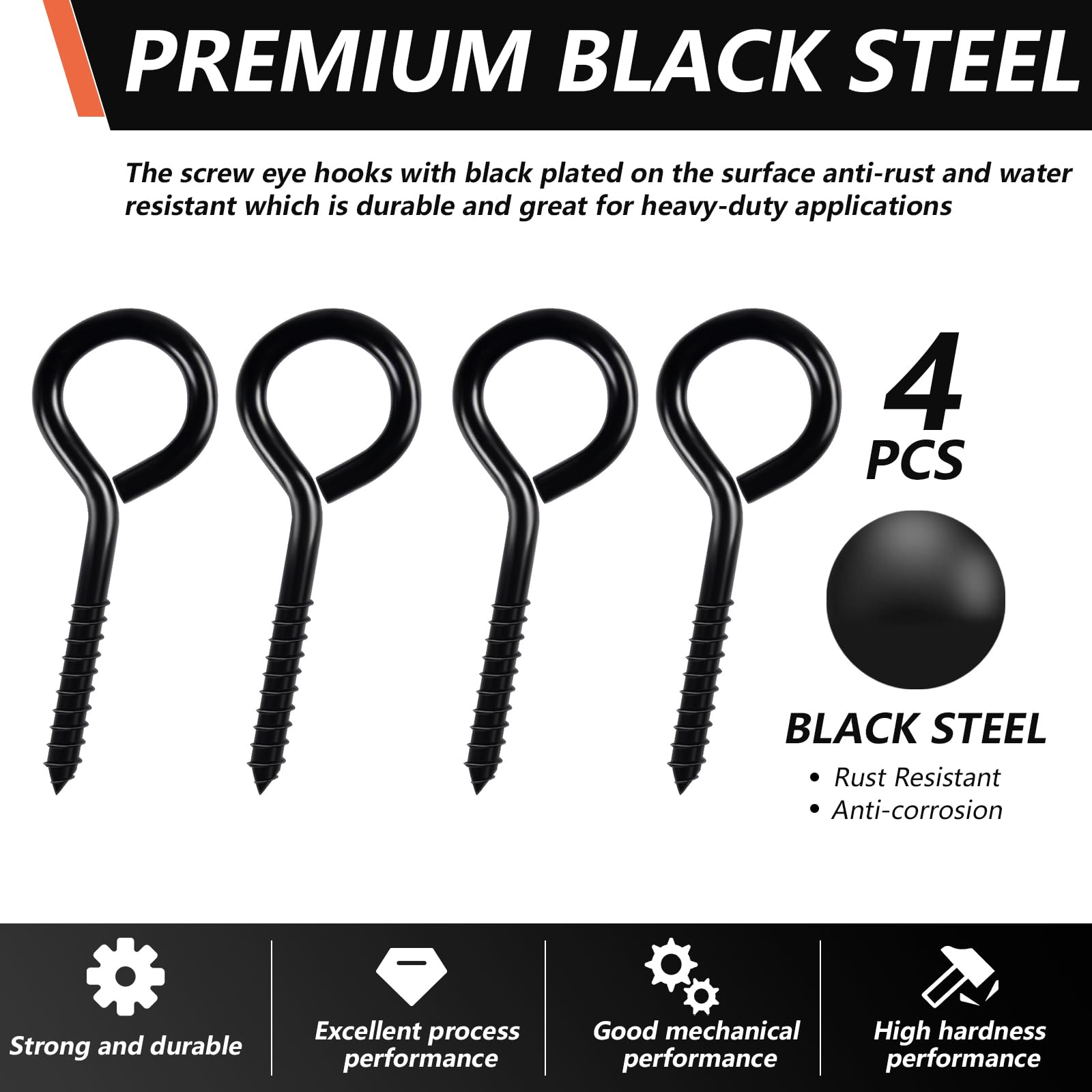1/4 Eye Bolts Screw In,6 Pack Eye Screws For Wood,Heavy Duty Eye - View #2