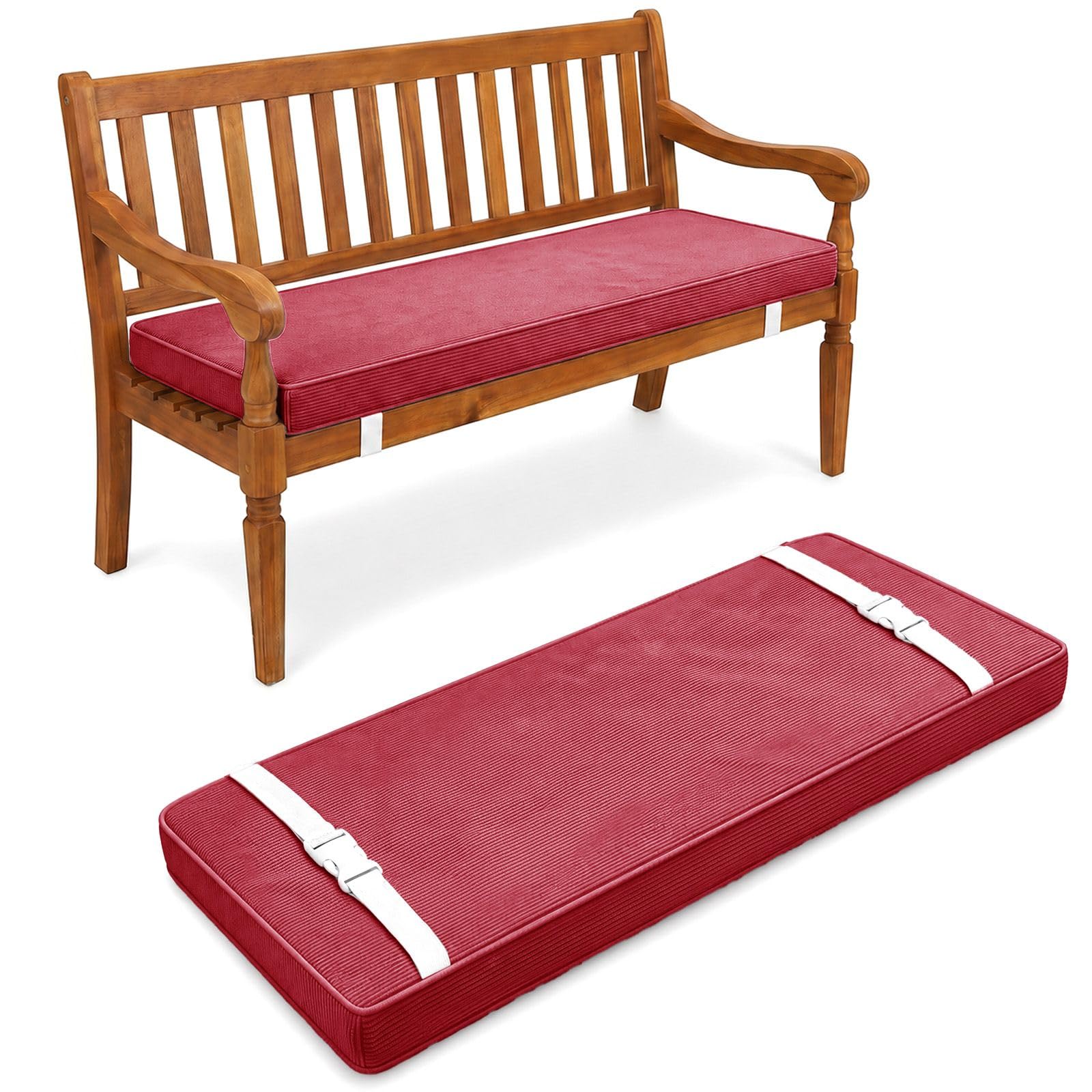 Aocase Corduroy Bench Seat Cushions 2/3/4 seater Garden Bench Cushion Indoor/Outdoor