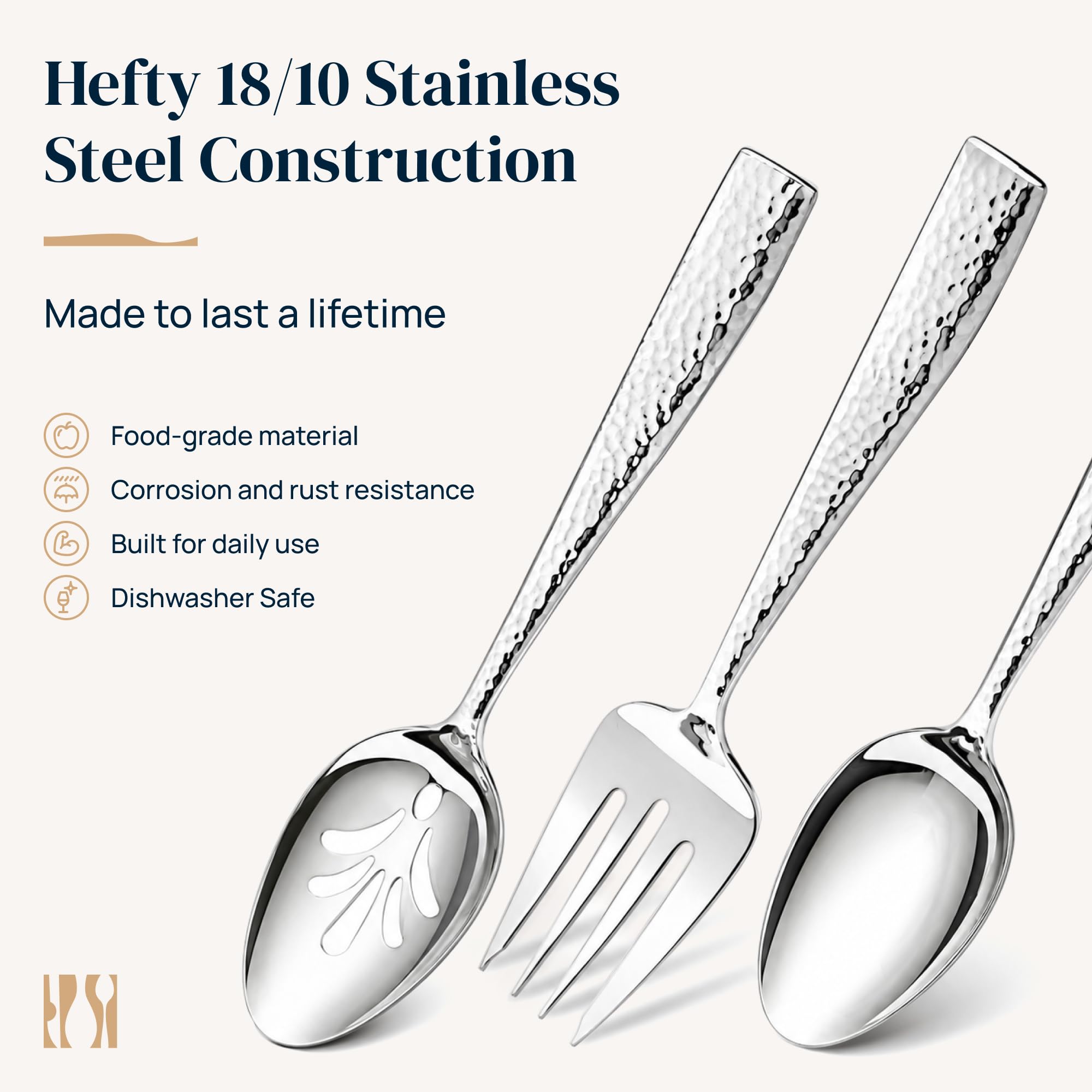 Hudson Essentials - Juego de utensilios para servir (acero inoxidable 18/10, 8 piezas)