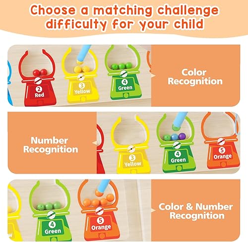 Miniatura 5 de Letapapa Laberinto magnético de colores y números, juguetes Montessori para niños de 3 años en adelante, tablero de rompecabezas de madera a juego