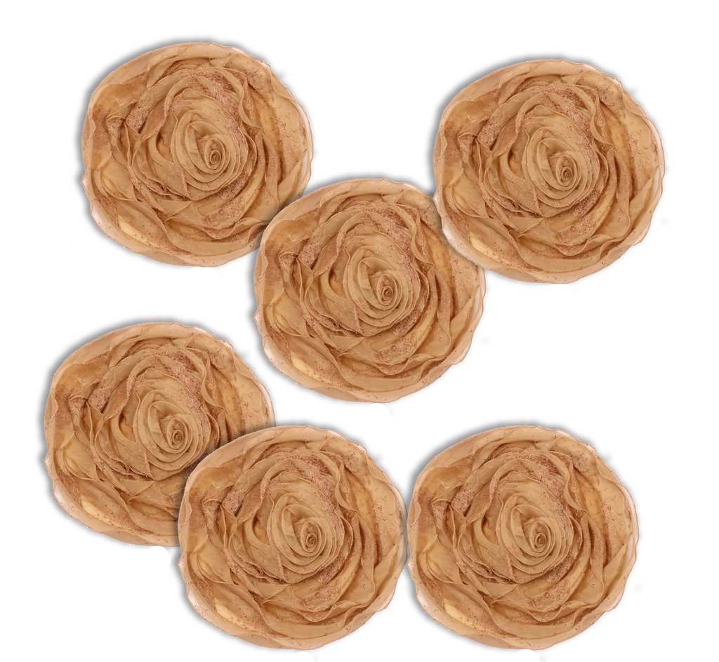 Jeel Rose Ruffle Polyester 16 Inches Zipper Round Cushion Cover-Beige (Combo of 6)