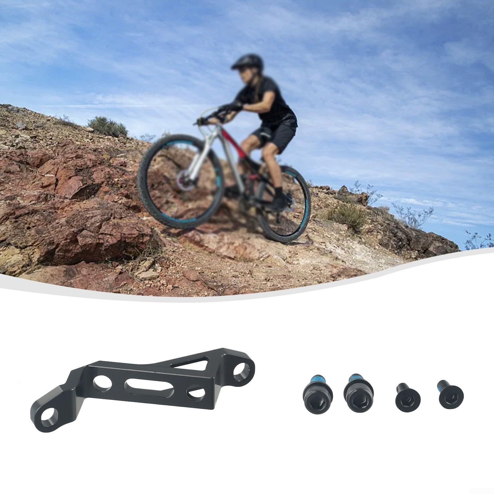 Cycling Brake Bracket Adapter, 180/160mm Post To Flat To Post Mount Brake Caliper Adapter, For Mountain Road Bike Disc Brake System Upgrade, 34Mm Mounting Holes, Black(180MM)