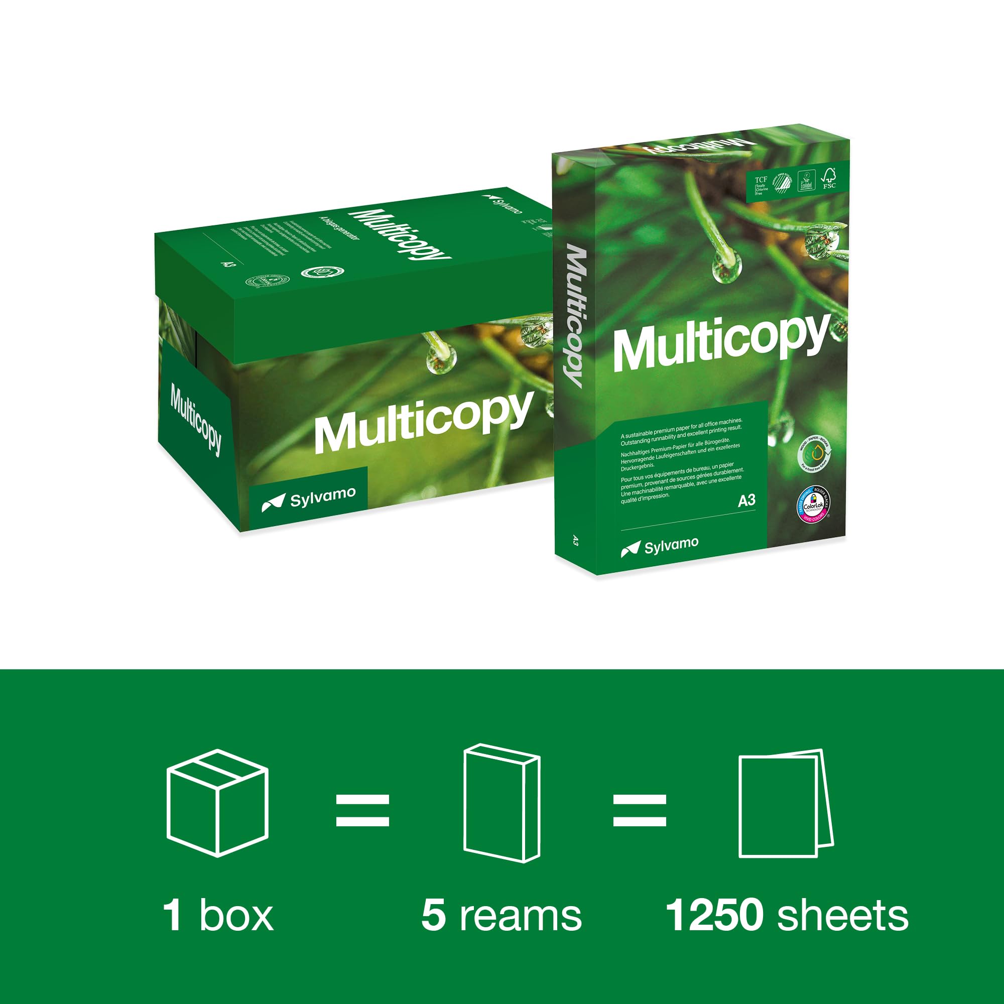 MultiCopy 157074 Kopier-/Druckerpapier 500 Blatt A3 Papier 80 g weiß 5 Stück
