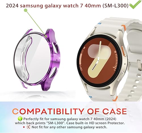 Miniatura 2 de Generic Funda de 1.575 pulgadas para Samsung Galaxy Watch 7 de 1.575 pulgadas, protector de pantalla + funda de poliuretano termoplástico suave,