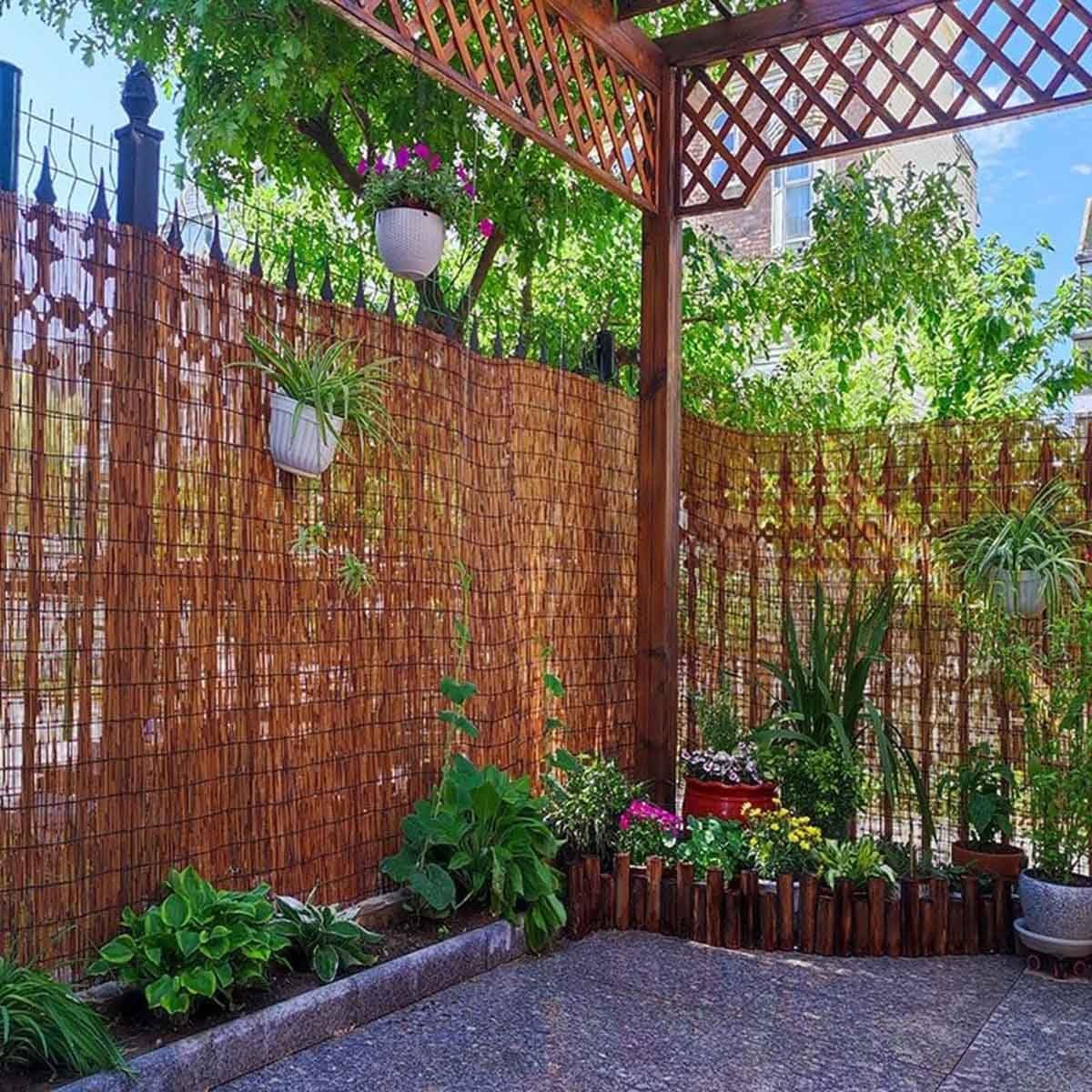 Naturalna bambusowa mata ogrodzeniowa na balkon i do ogrodu, odporna na warunki atmosferyczne, 160 x 900 cm, idealna do przegrody przestrzeni na zewnątrz, 100 cm do 160 cm, dostępne opcje