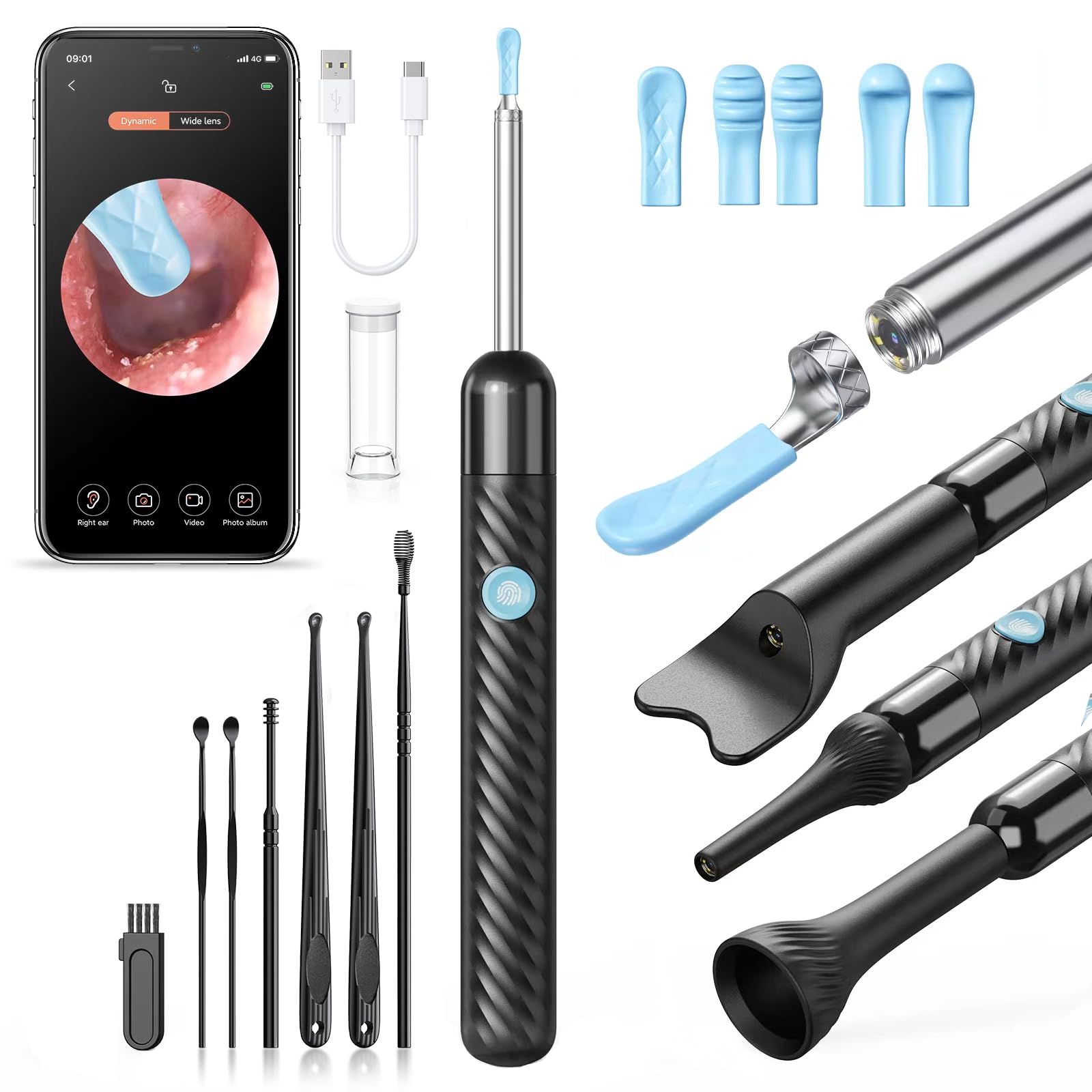 Loyker X6 Ear Wax Removal Tool Camera, Ear Cleaner with Camera, FSA HSA Store Eligible, 1080P Ear Camera with 6LED Light for Ear/Nose/Throat/Tonsil Stone Examination, Black