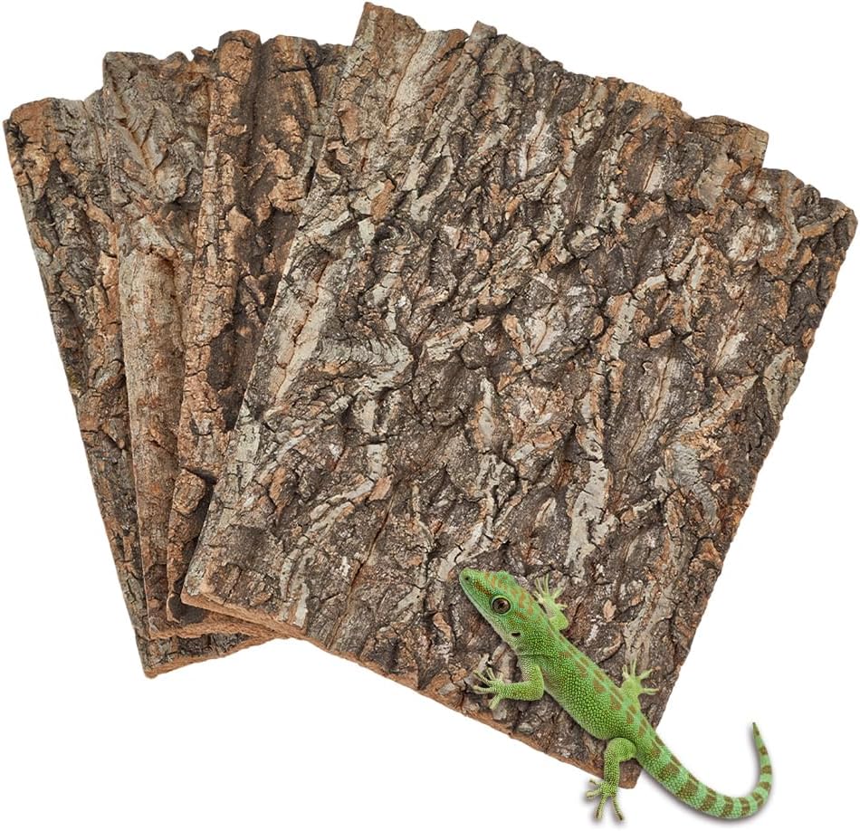 5 Pack Cork Bark 12" L x 8" W Cork Barks for Reptiles Natural Bird Perch Boards Reptile Climbing Mat Wall Terrarium Decor for Birds Turtle Lizard Beared Dragon Chameleon Snake