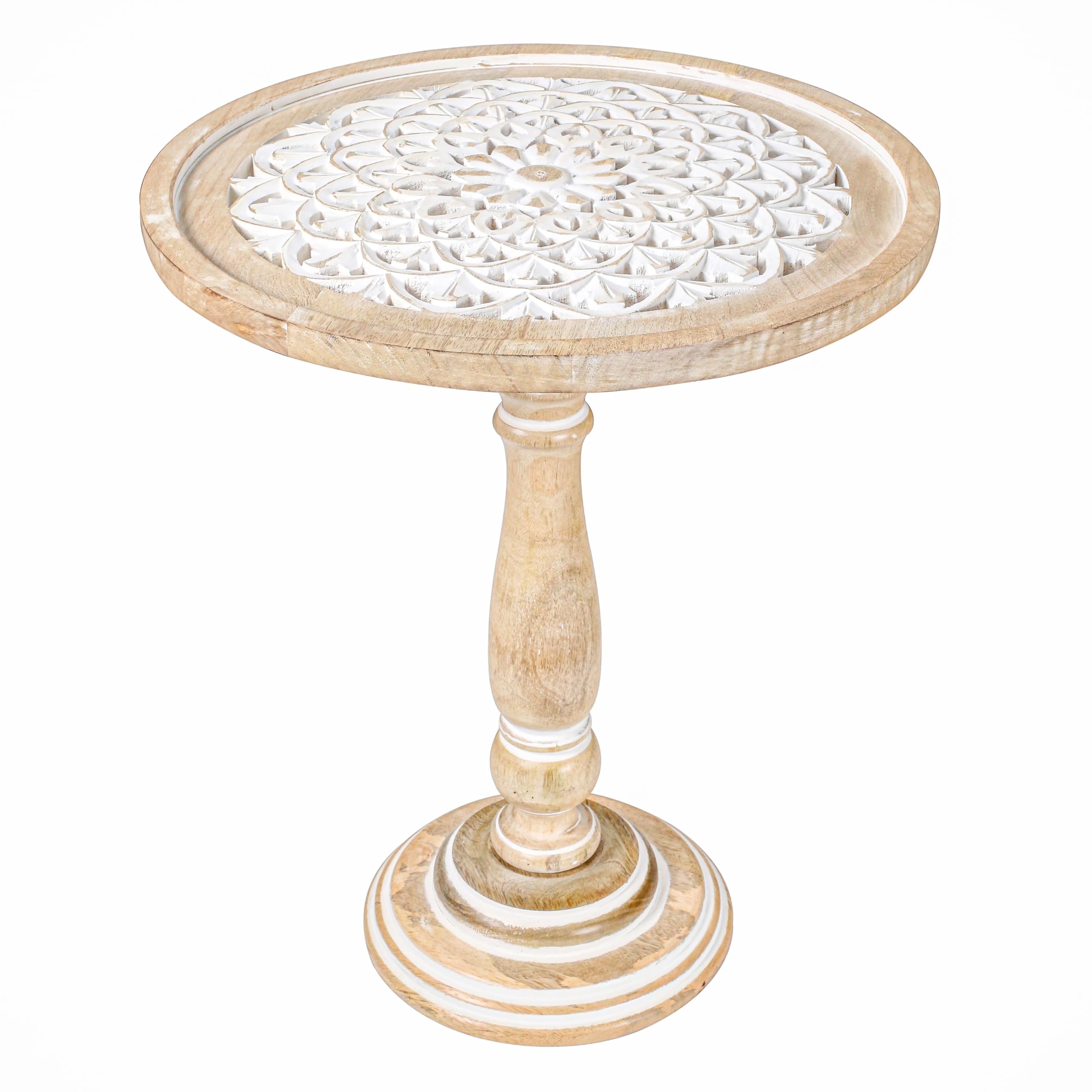 Coffee Table for Livingroom,Side End Table with Single Pillar,Small Table,Night Stand,Bedside Table,Living Room Coffee Table for Magazines, Books &amp; Plants - 18"x22" - White Wash