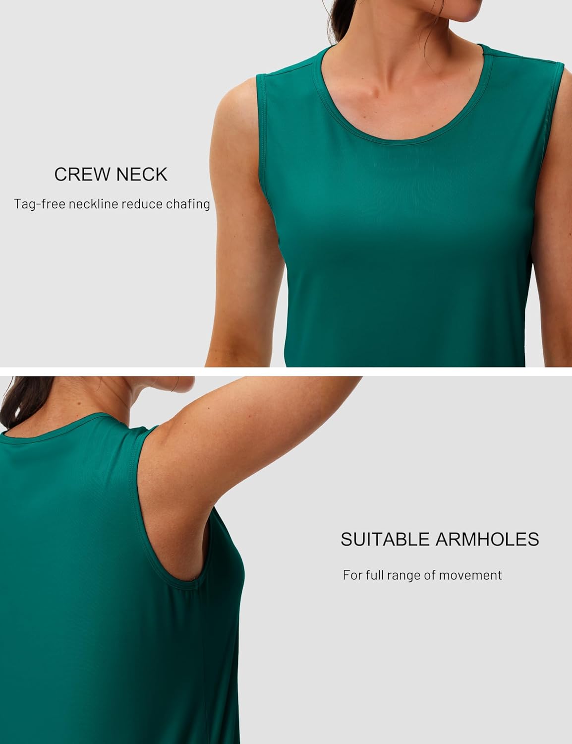 MAGCOMSEN Women's Workout Tank Top Athletic Muscle Sleeveless Crew Neck Shirt UPF 80+ Moisture Wicking Gym Running - Image 5