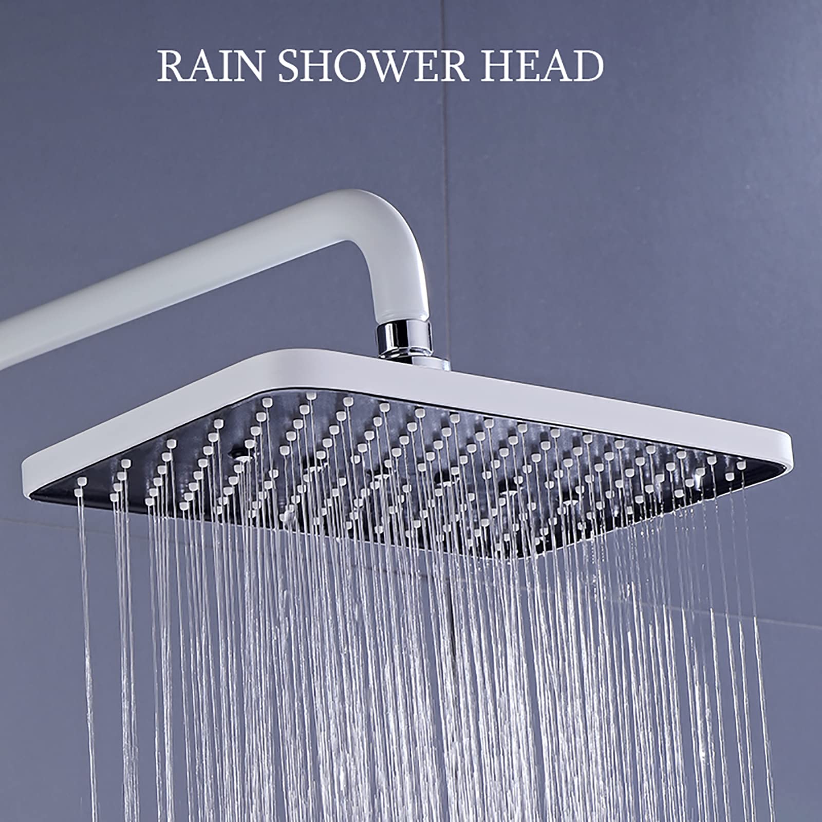 Duschsystem-Set Mit Wasserfall-Wannenauslauf – Quadratischer Regenduschkopf, Handbrause, Messingventil