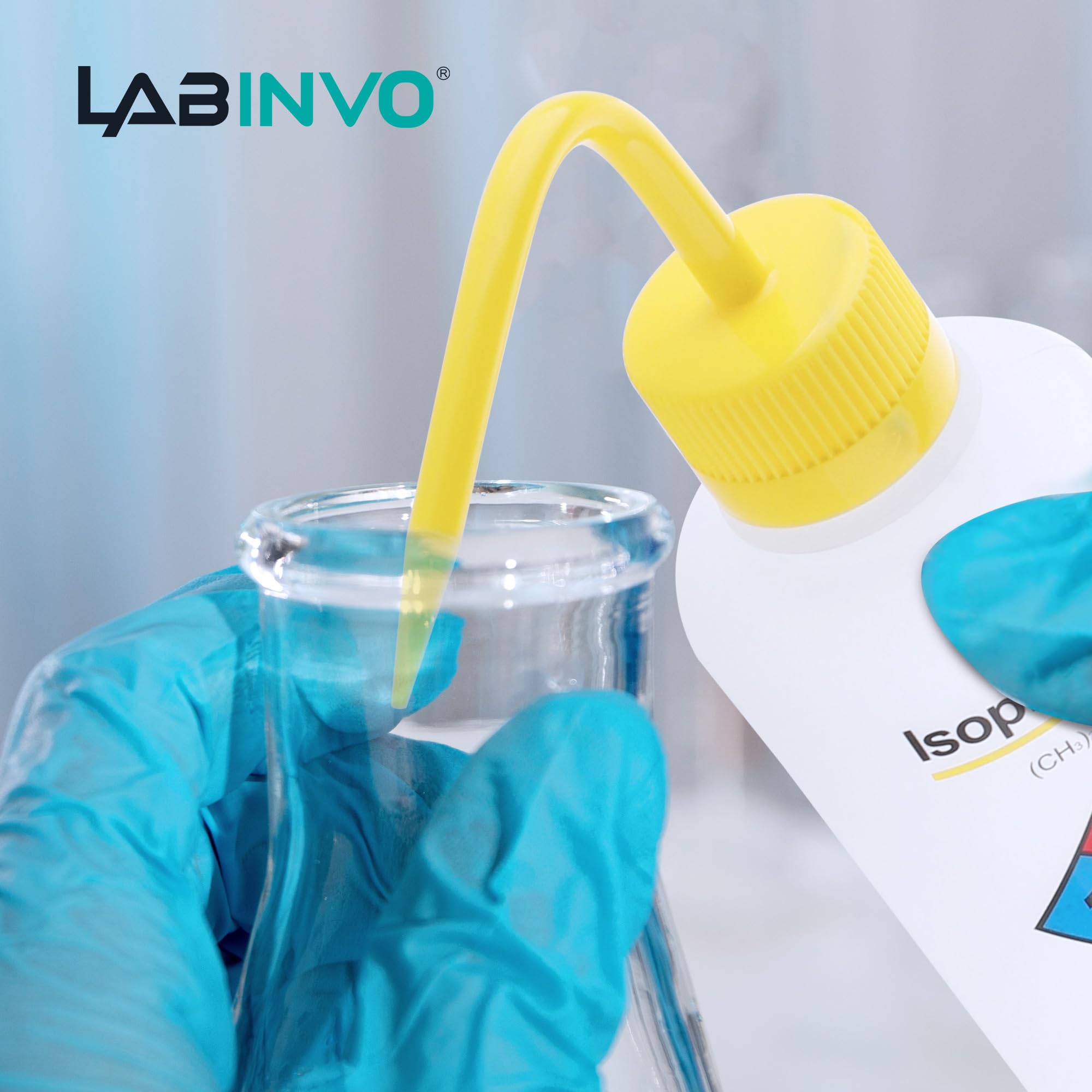 Bottiglia di lavaggio isopropanolo, 1 pezzo di Vol.500 ml (17 once), bocca stretta, bottiglie di lavaggio di sicurezza autoventilanti, materiale LDPE, IN-WBI501