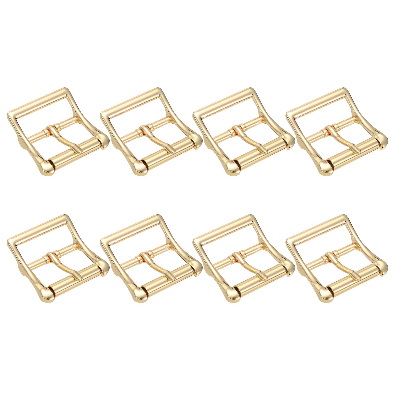 TIXIPEM 0.86 IN(22mm) Metal Roller Buckle [8Pcs] - Webbing Belts Center Bar Single Prong Buckle Use for Leather Bags Craft & Purse & DIY Accessories - [Light Gold] Curved Loops Clasp