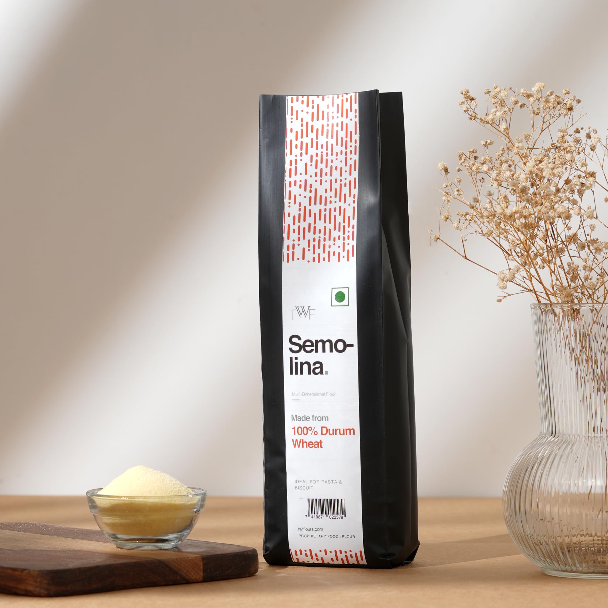 TWF Durum Wheat Semolina Flour | 1 Kg | Sooji | Golden Yellow | For Pizza Dusting, Pasta (All Kinds), Gnocchi and Biscuits 1