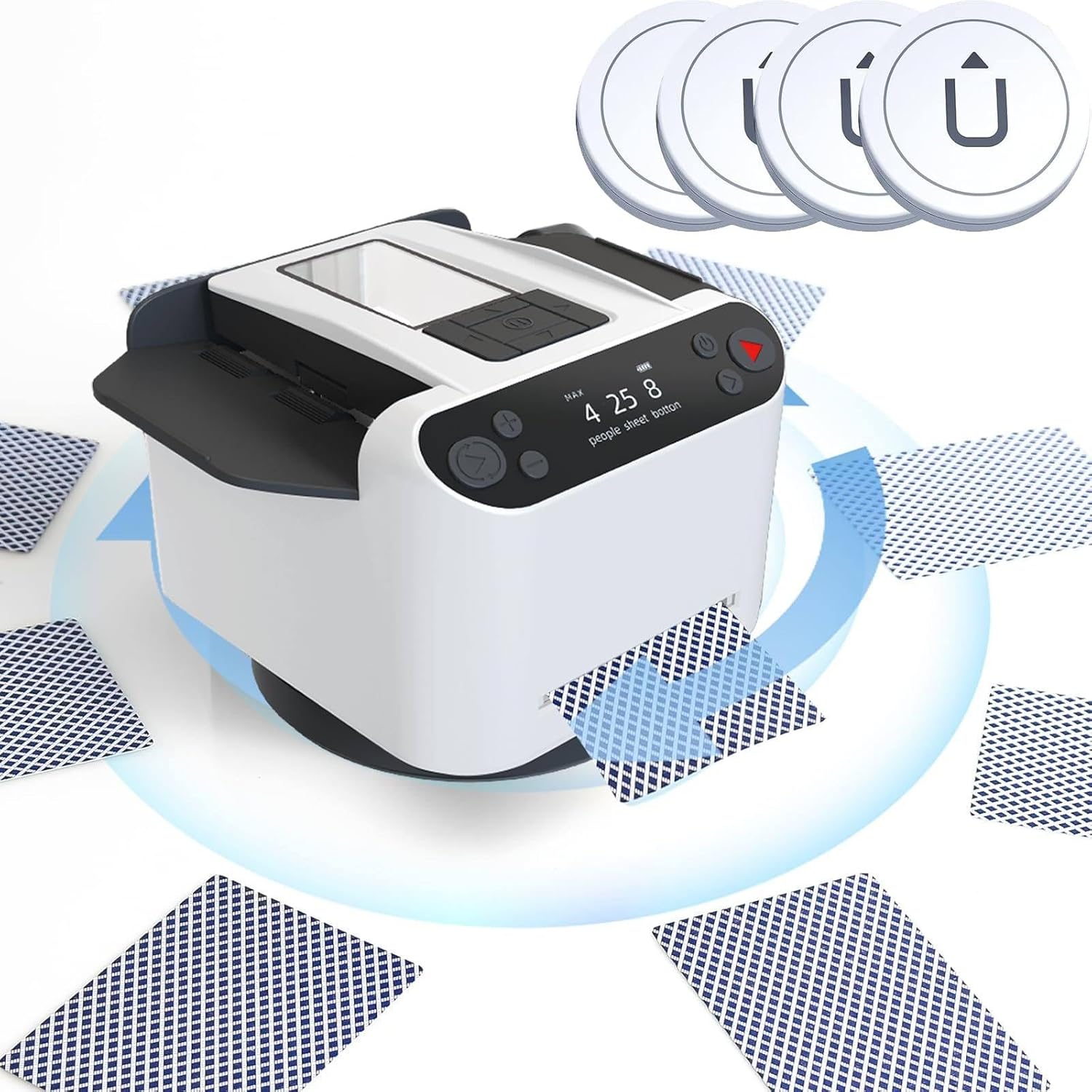 5200mAh Rechargeable Card Shuffler Automatic Card Dealer and Mixer, 360° Rotating Card Output Machine with 4 Wireless Card Dealer Buttons, 17 x 13 x 12cm,White