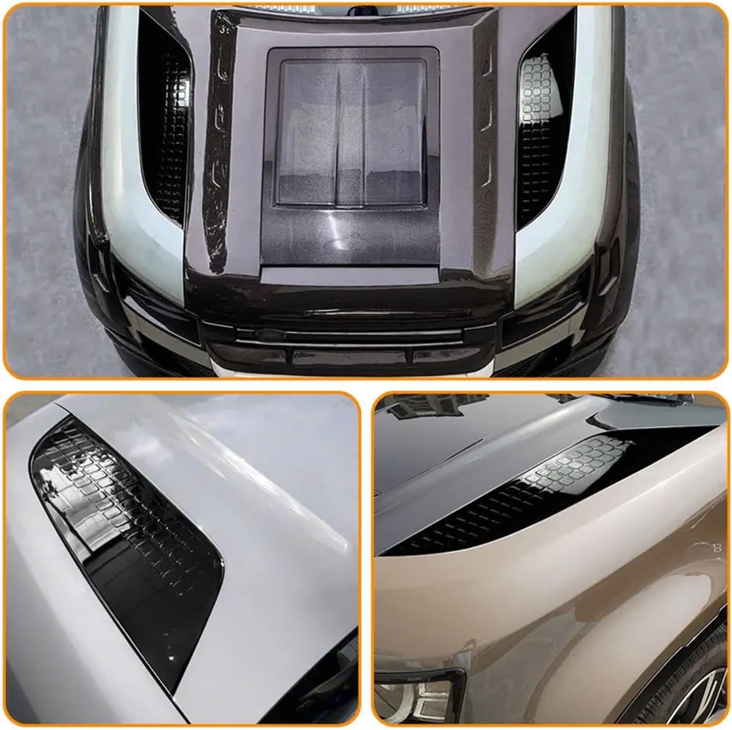 2026 Style Front Hood Bonnet Side Trim Cover ABS Air Flow Intake Scoop Vent Snow Cover Compatible With Land Rover Defender 2020-2026