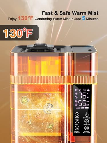 Miniatura 3 de Humidificadores de 13L3.4 galones para dormitorio, humidificador ultrasónico de niebla cálida y fría, cubre 800 pies cuadrados, tiempo de