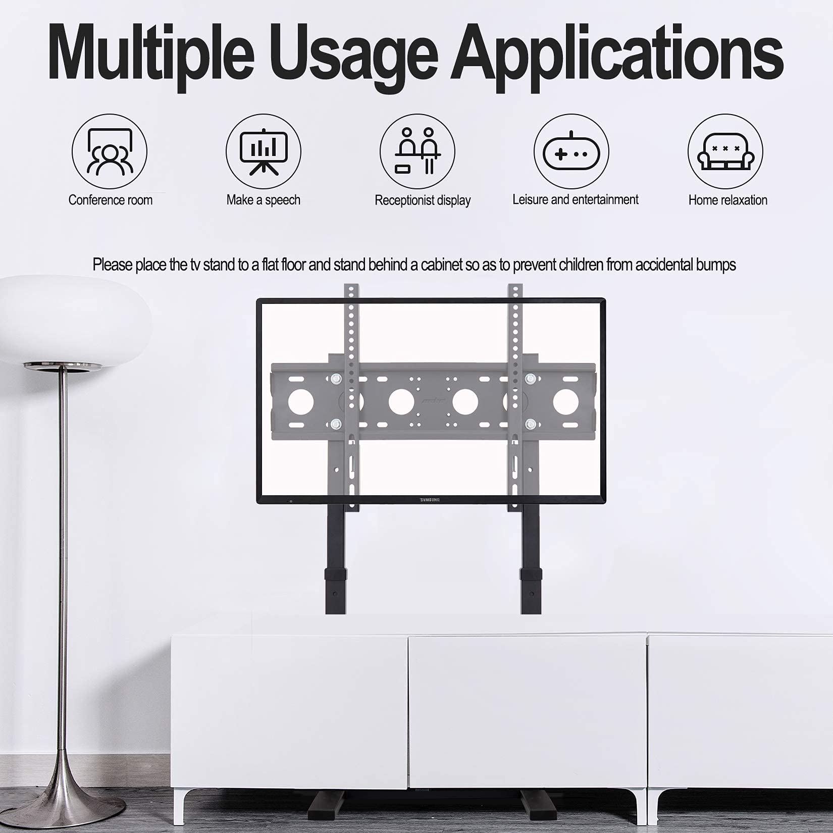 UNHO Supporto TV da Pavimento: Porta TV da Terra mobile Supporto Monitor per Simulatore Stand TV per LCD LED Plasma 32-100 Pollici Altezza Regolabile Max VESA 800x400mm Max Capacità 40kg