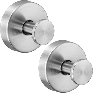 Supopular Heavy Duty Suction Cup Hooks (2-Pack, Brushed Nickel) - Reusable No-Drill for Towels, Robes, Loofah & Wreaths on Glass, Tile, Shower