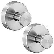 Reusable Heavy Duty Suction Cup Hooks for Kitchen/Bathroom/Shower - Wet-Proof Hooks for Towels, Robes, Loofah&Wreaths/No Drill Mounting on Glass, Tile, Metal (2, Brushed Nickel)