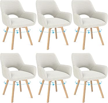 WAFTING Dining Room Chairs Set of 6 Swivel 360  Armrest Chairs Kitchen