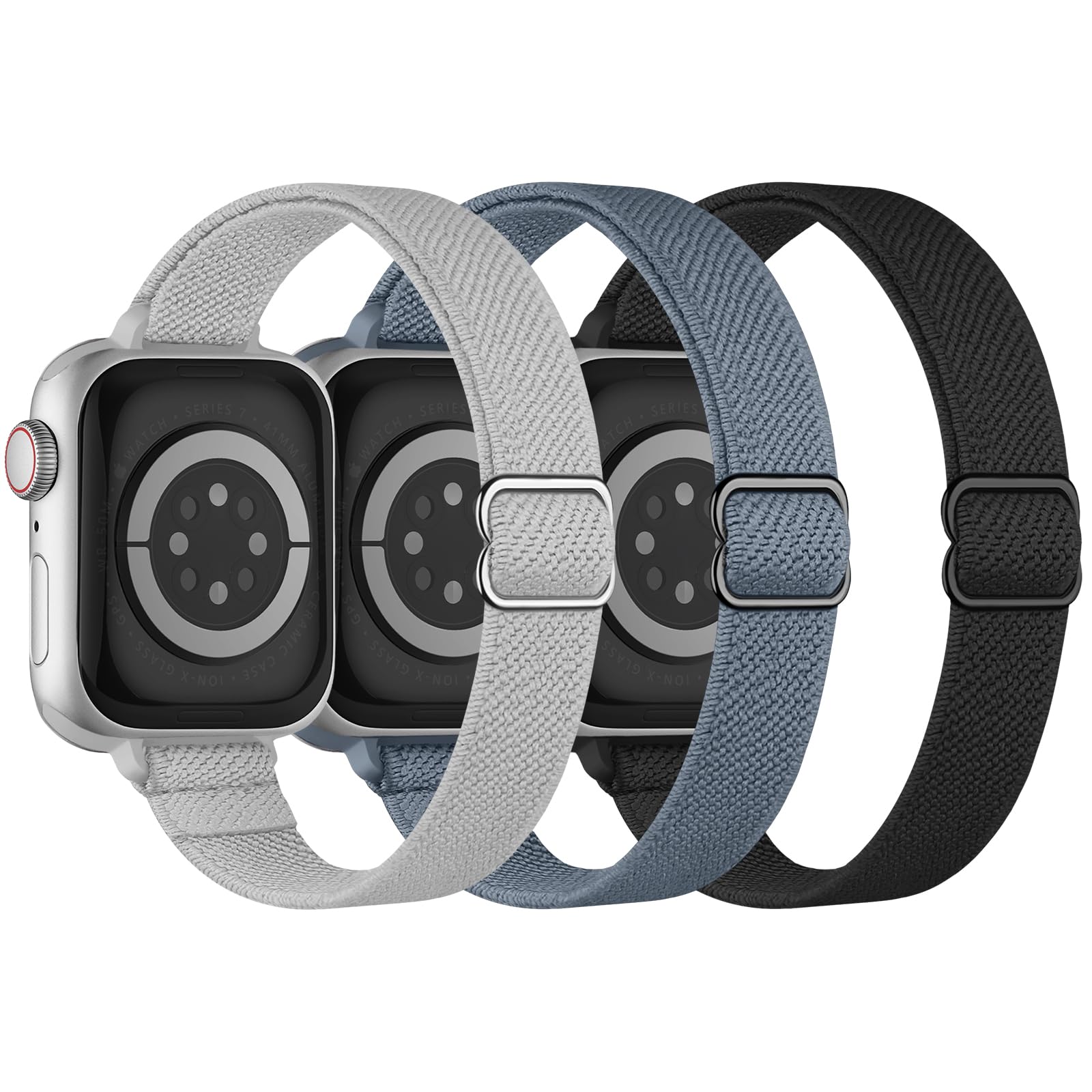 Slim Stretchy Band Compatible with Apple Watch Bands 40mm 41mm 42mm 38mm 44mm 45mm 46mm 49mm Women Men, Thin Skinny Elastic Nylon Solo Loop Strap for