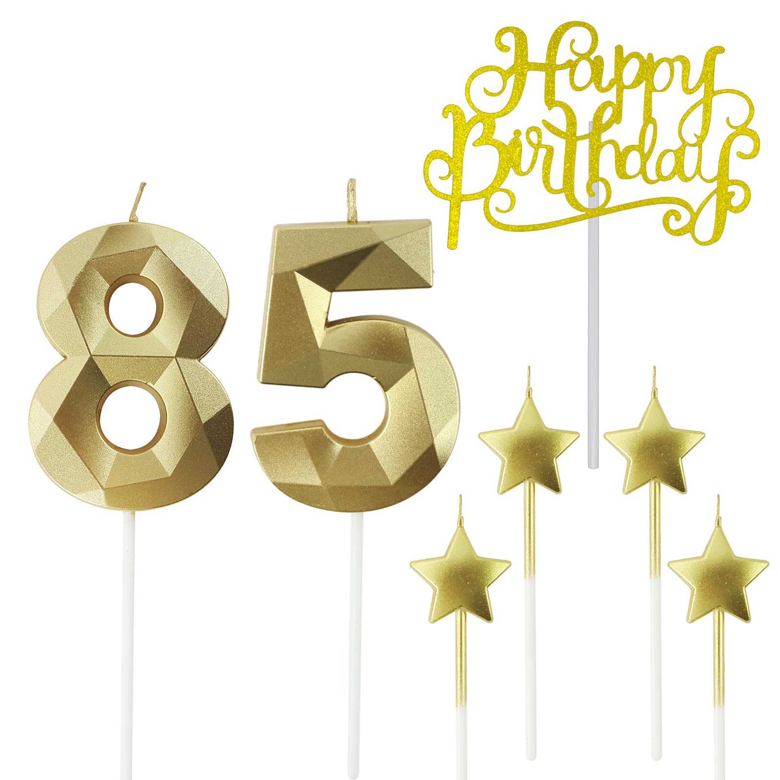 バースデーキャンドル Amazon.com: Golden number 85 birthday candles and star birthday