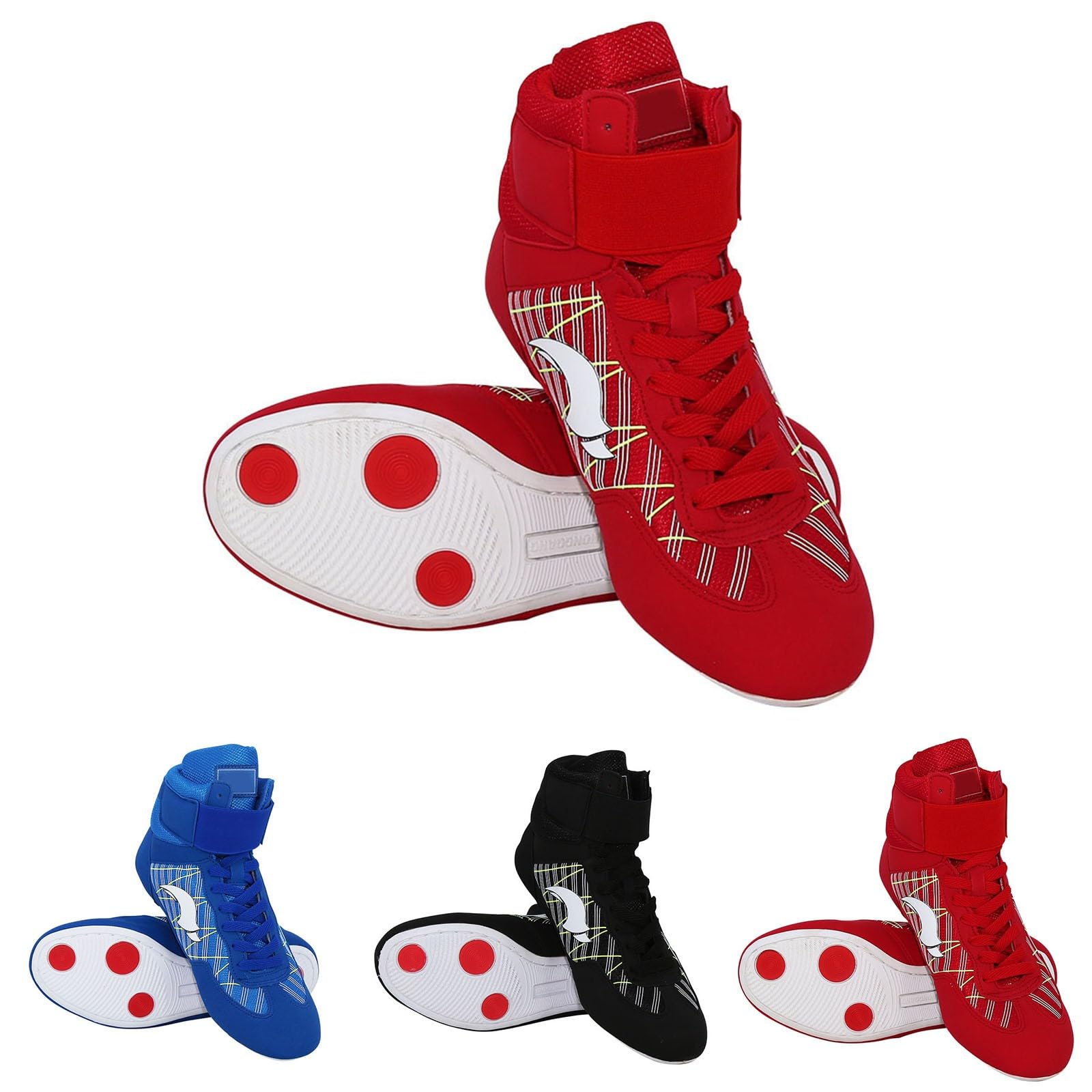 Zapatillas de boxeo transpirables para niños, zapatos de entrenamiento de lucha libre, botas largas de competición
