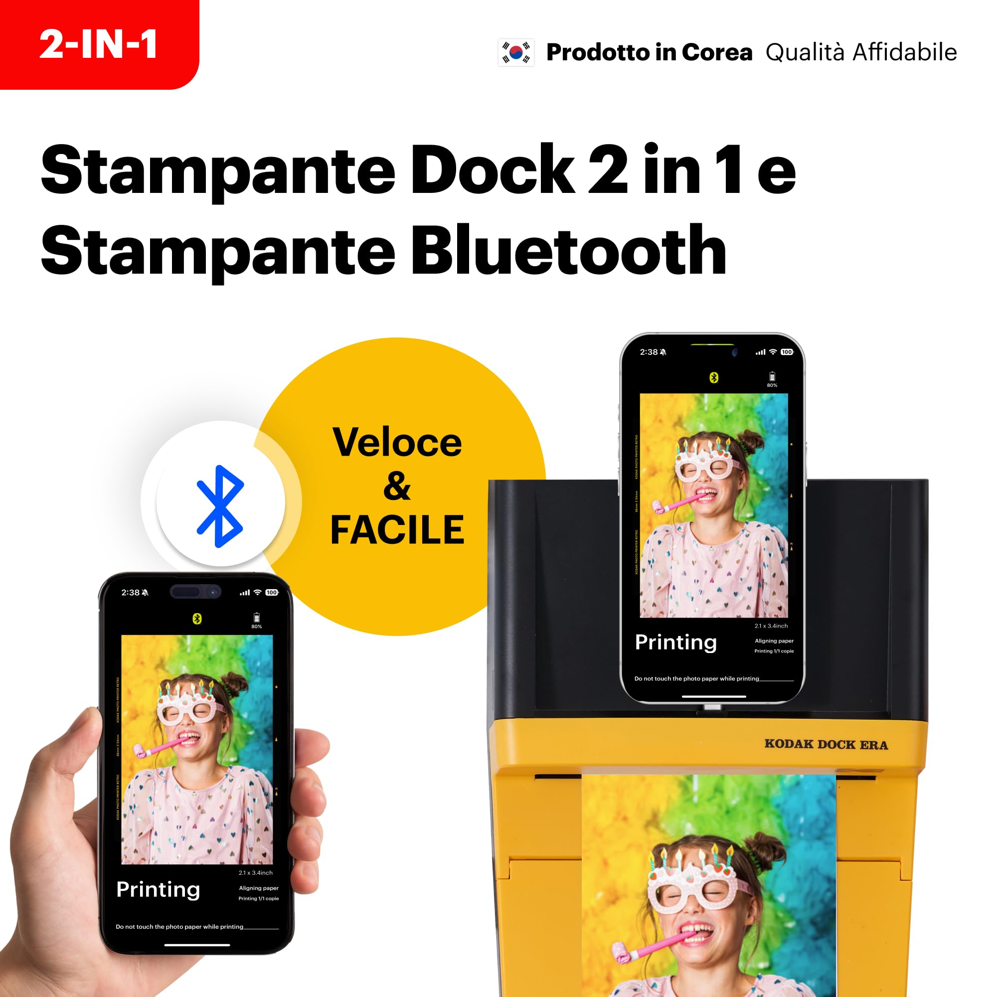 KODAK Dock Era Stampante Fotografica 10x15 cm 50 Fogli Bluetooth Sublimazione 4PASS