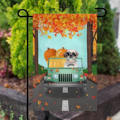 Miniatura 4 de Fieldtree - Bandera de jardín de Halloween, bandera de jardín de Shih Tzu conduciendo un vehículo, bandera de Halloween Shih Tzu, bandera de otoño