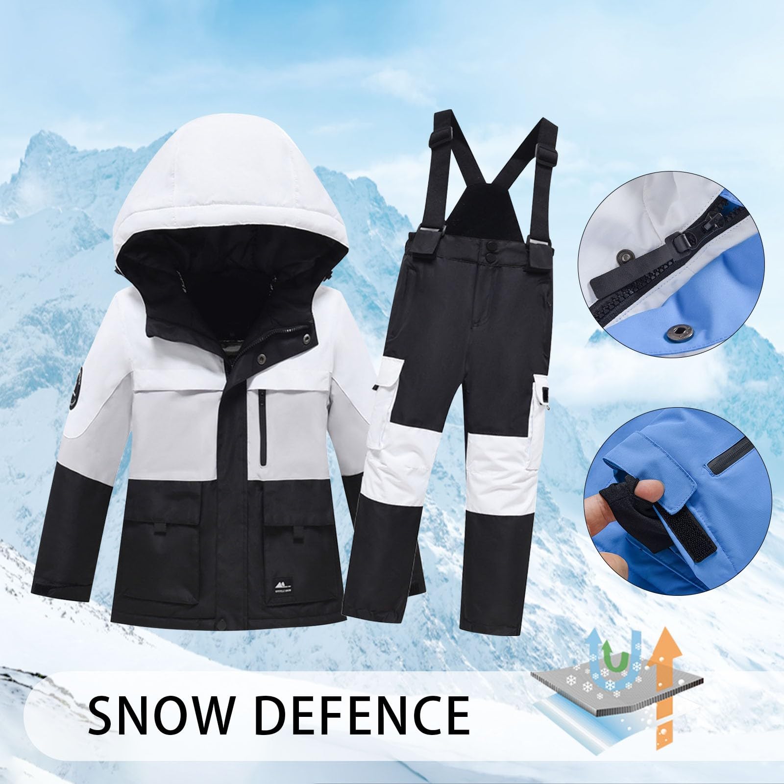 Completi Bambini Bambino Ragazzi Tuta Da Neve Tuta Da Sci Per Bambino Unisex Windbroof Bambino Tuta Da Sci Apertura Con Zip Tute Trekking Bambino Bambino Tuta Da Neve Inverno Tuta Da Sci Per Bambini