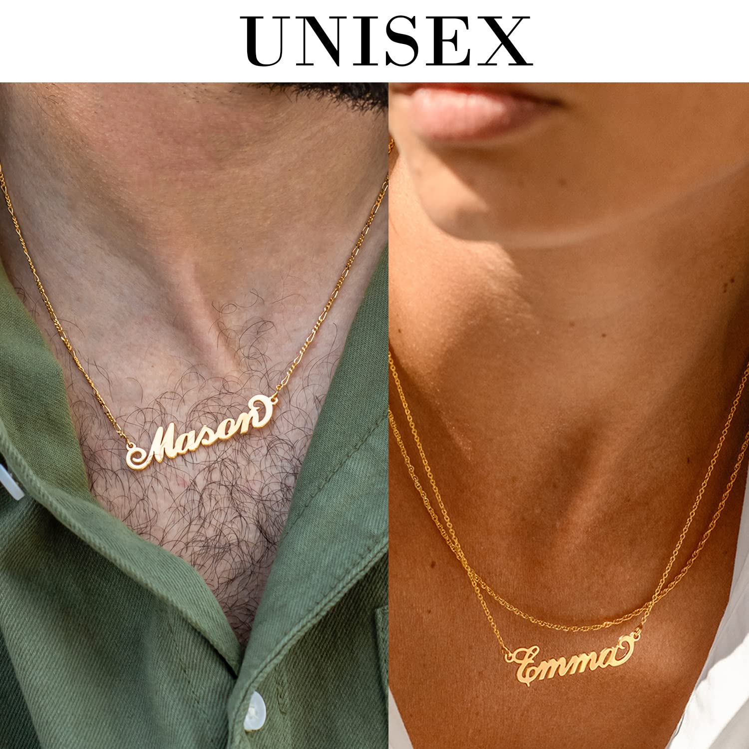 MyNameNecklace Spersonalizowany naszyjnik z imieniem w stylu Carrie - wykonany na zamówienie wisiorek ze srebra wysokiej próby i pozłacany - biżuteria prezent dla kobiet e srebro wysokiej próby, colore: Srebrny, cod. 101-01-071