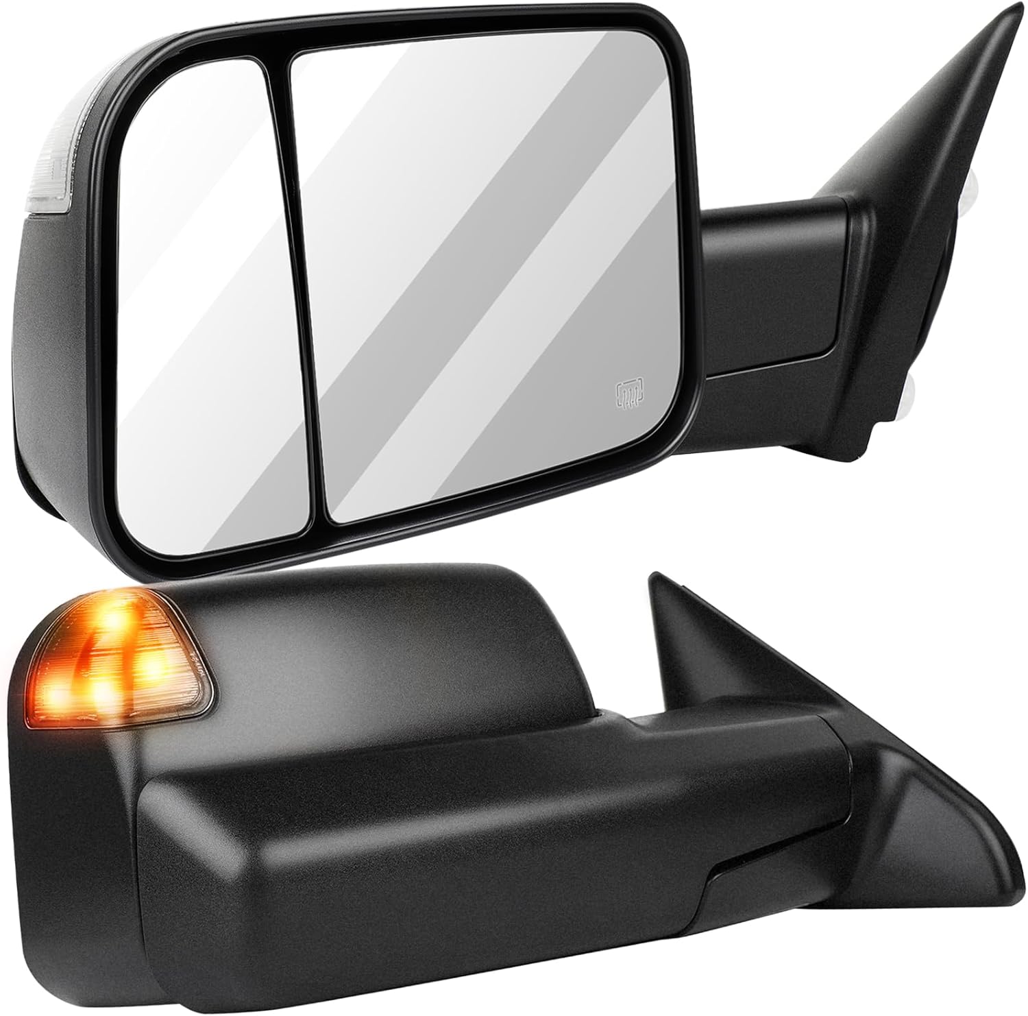Towing Mirrors 2009-2016 for Dodge for Ram 1500 2500 3500 Tow Mirrors A Pair Power Control Power Heated Defrost Turn Signal Puddle Light Manual Flip Up Exterior Side View Mirror