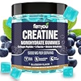 Creatine Monohydrate Gummies Promote Muscle Growth & Boost Energy, Pre-Workout Complex Creatine for Men & Women with 5000mg Creatine, L-Taurine, B12, BCAA,CPS,Vegan 120 Count Blueberry