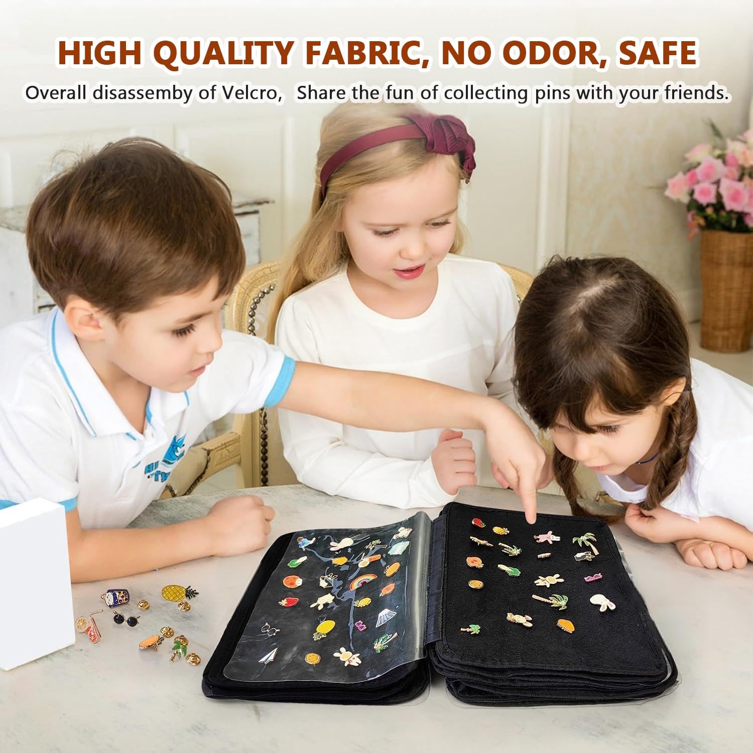 Pin Book for Enamel Pins,6-Page Pin Bag Pin Display Book,Small Collections Travel Pin Trading Book,Pin Display Bag for Sports Pins,Memorial Pins,Black - Image 4