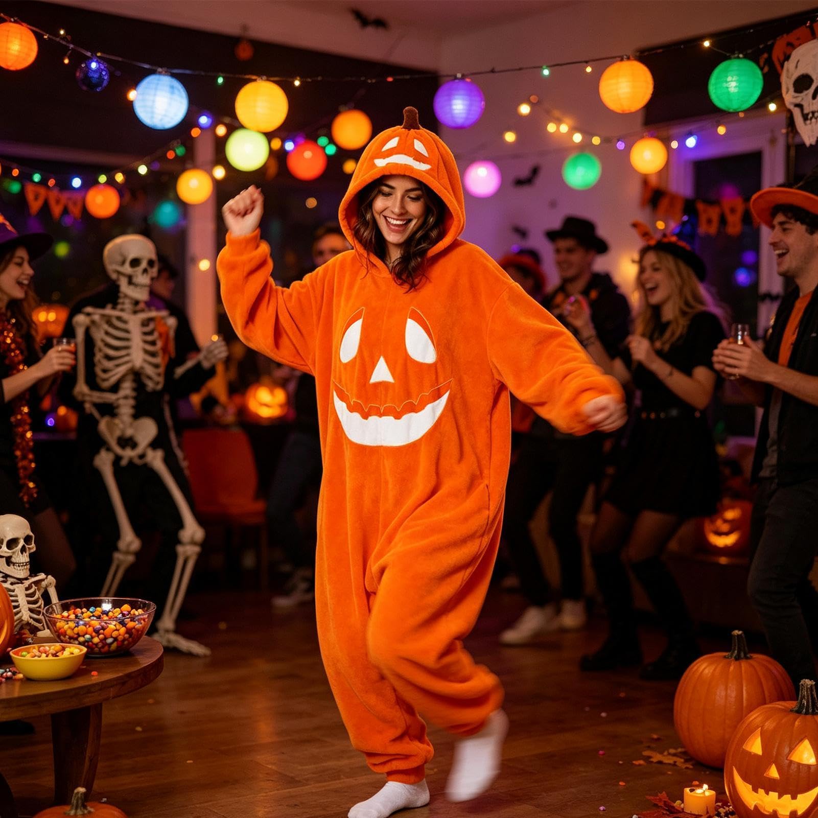 Halloweenowa pluszowa pluszowa piżama cosplay z kapturem