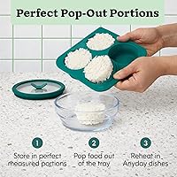 Vista 5 de Bandeja de congelador de silicona de 1/2 taza Anyday con tapa de silicona para almacenamiento de alimentos, arroz, caldo, sobras Envase