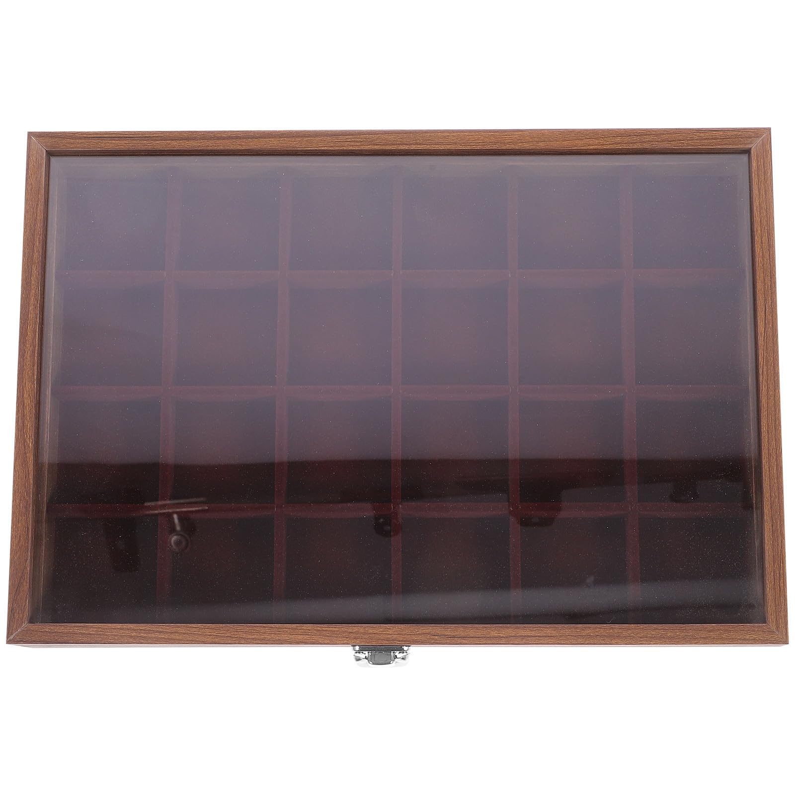 Boîte à Thé Compartimentée Boîte de Rangement Sachets de Thé 10,24x7,68x2,36 Pouces Bois et Verre Couvercle Transparent Décoration Intérieure en Déplacement
