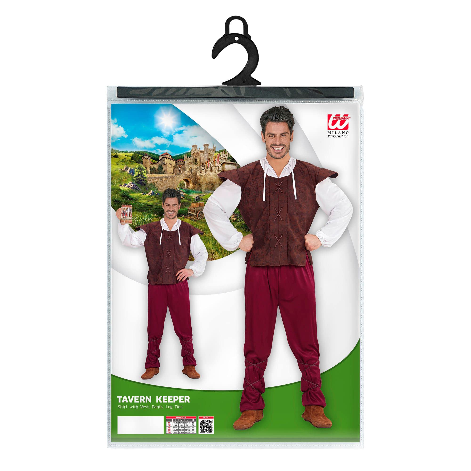 W WIDMANN MILANO Party Fashion - Costume d'aubergiste médiéval | Tenue de taverne et de serveur pour le carnaval, les fêtes médiévales et les soirées à thème