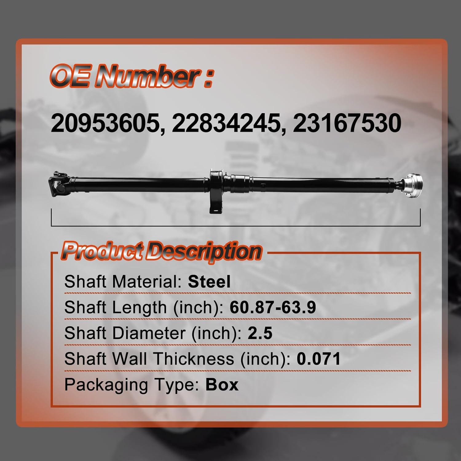 23167530 Rear Complete Drive Shaft Prop Shaft Driveshaft Assembly Compatible with Buick Enclave Chevrolet Traverse 2012-2017 GMC Acadia 2012-2016 Acadia Limited 2017, AWD