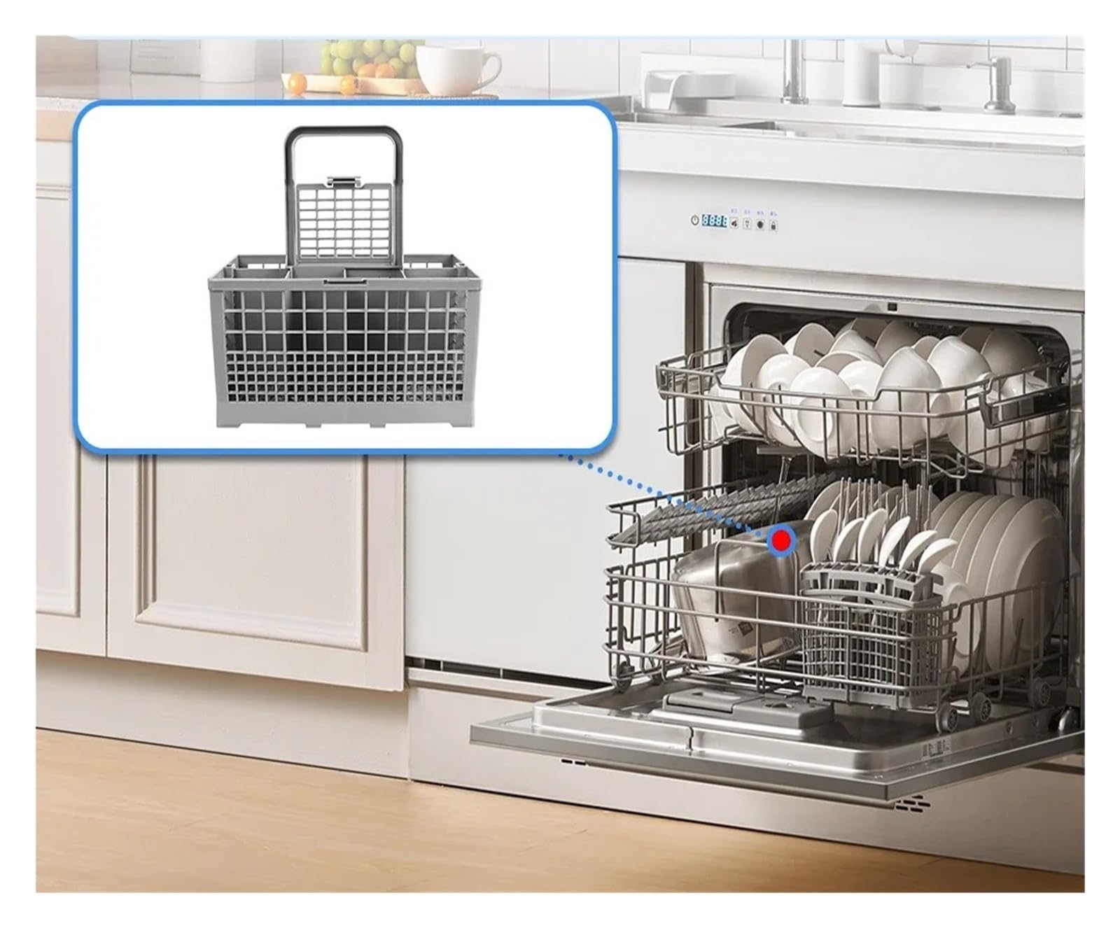 Compatible con Whirlpool, cesta for cubiertos plegable for lavavajillas.