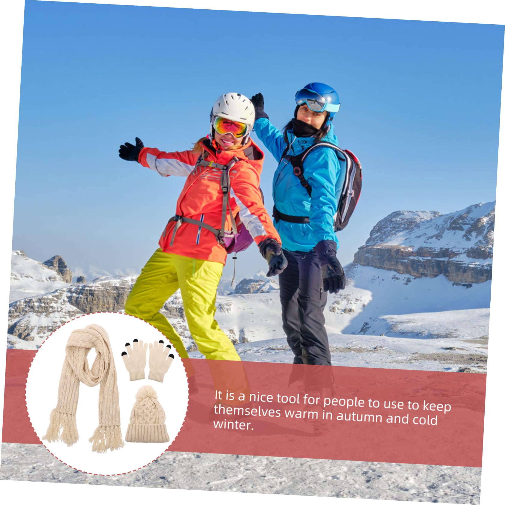 Holibanna gorro de lana otoño invierno guantes calientes de punto guantes de punto guantes para clima beanie trajes de esquí para mujeres accesorios de invierno hilo