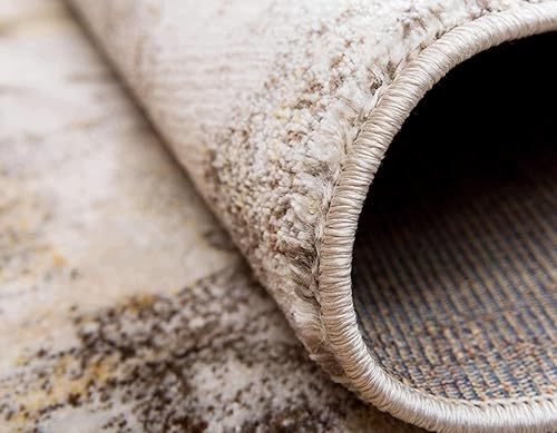 Miniatura 7 de Unique Loom Helios Collection - Santorini - Alfombra rectangular de 5 pies 1 pulgada x 8 pies, beige marfil y dorado