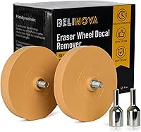 Vista 9 de Paquete de 2 borradores de calcomanías para rueda, removedor de adhesivo de rueda con adaptador, rueda de goma de 4 pulgadas para taladro, cinta