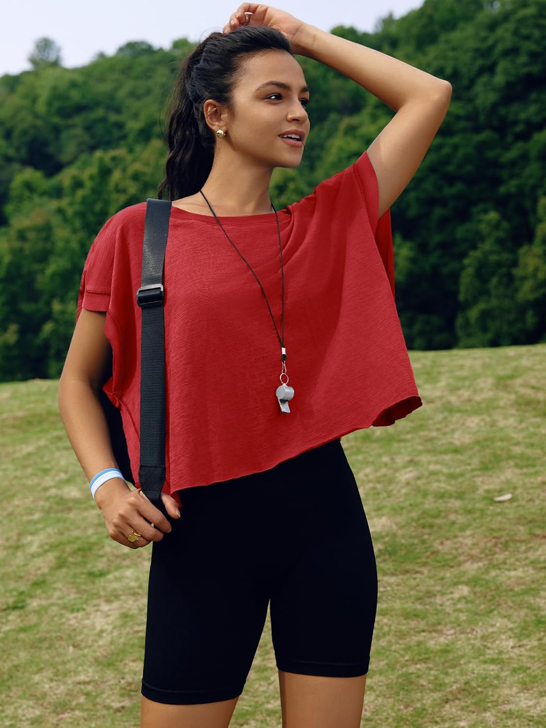 SENSERISE Womens Open Back Workout Tops Backless Short Sleeve Athletic Shirt Running Crop Top Gym Yoga Tee - Image 2