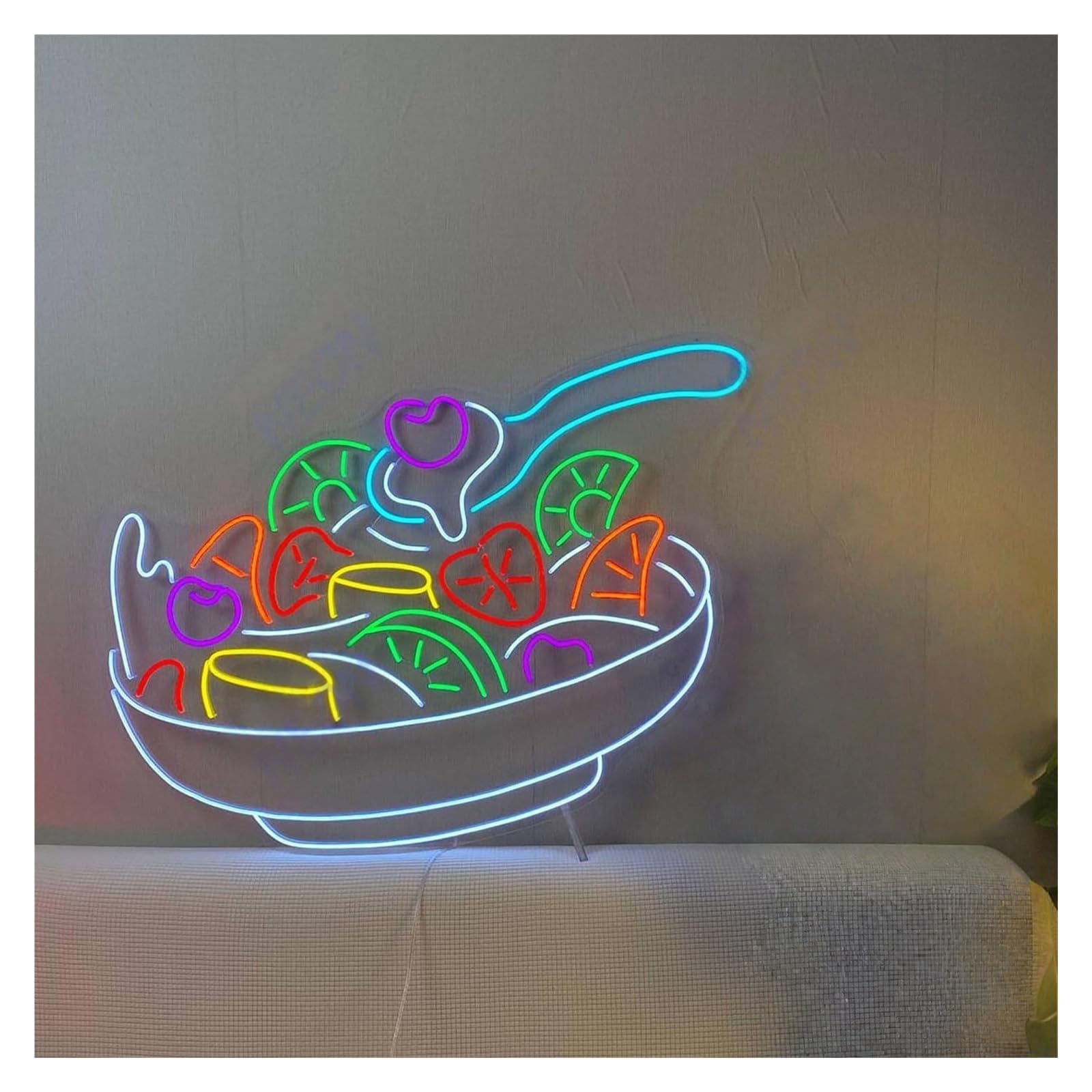 RONGCH Hanging Art Neon Signs Fruit Salad Neon Sign LED Restaurant Shop Decor Gameroom Bedroom Bar Livingroom Birthday Party Wall Decoration 58cm