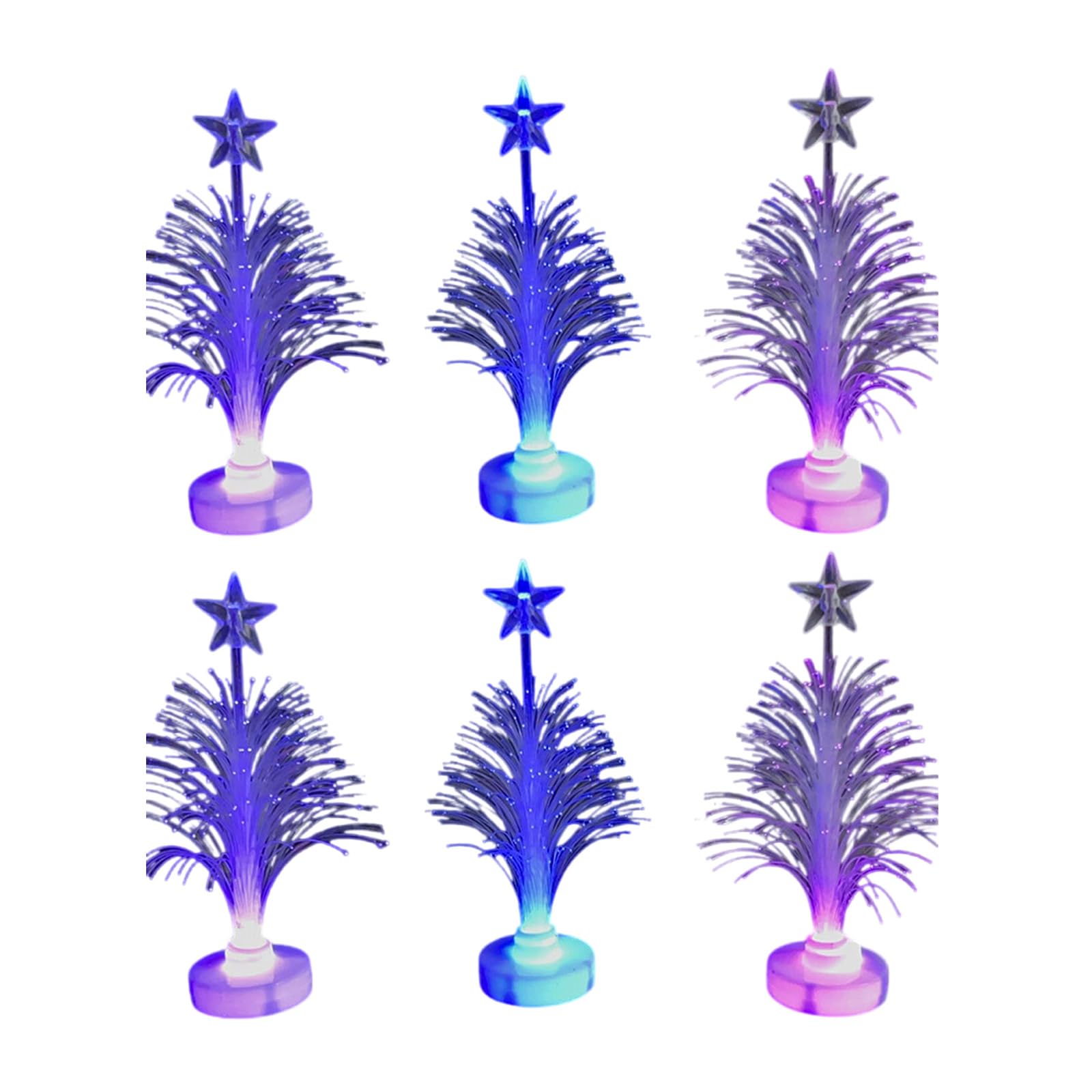 Buxuaaaa 6pcs LED Illuminated Christmas Trees Display Ornament for Seasonal Decorations At Homes, Store, or Workspaces Colorful LED Christmas Tree