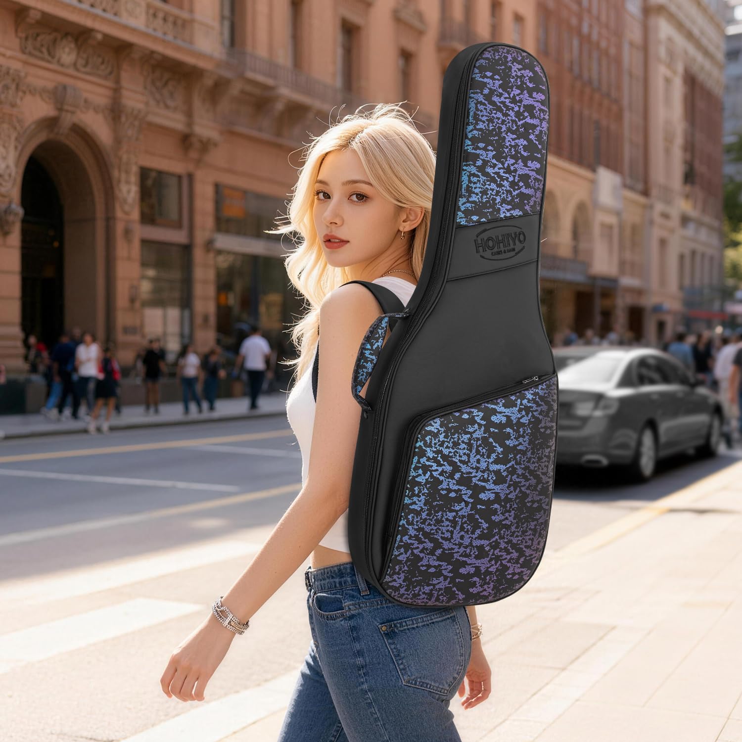 Bolsa para guitarra eléctrica de 41.7 pulgadas, funda suave impermeable de alta calidad con acolchado de 30 mm de grosor y reposacabezas fijo ajustable para el cuello, perfecta para guitarras