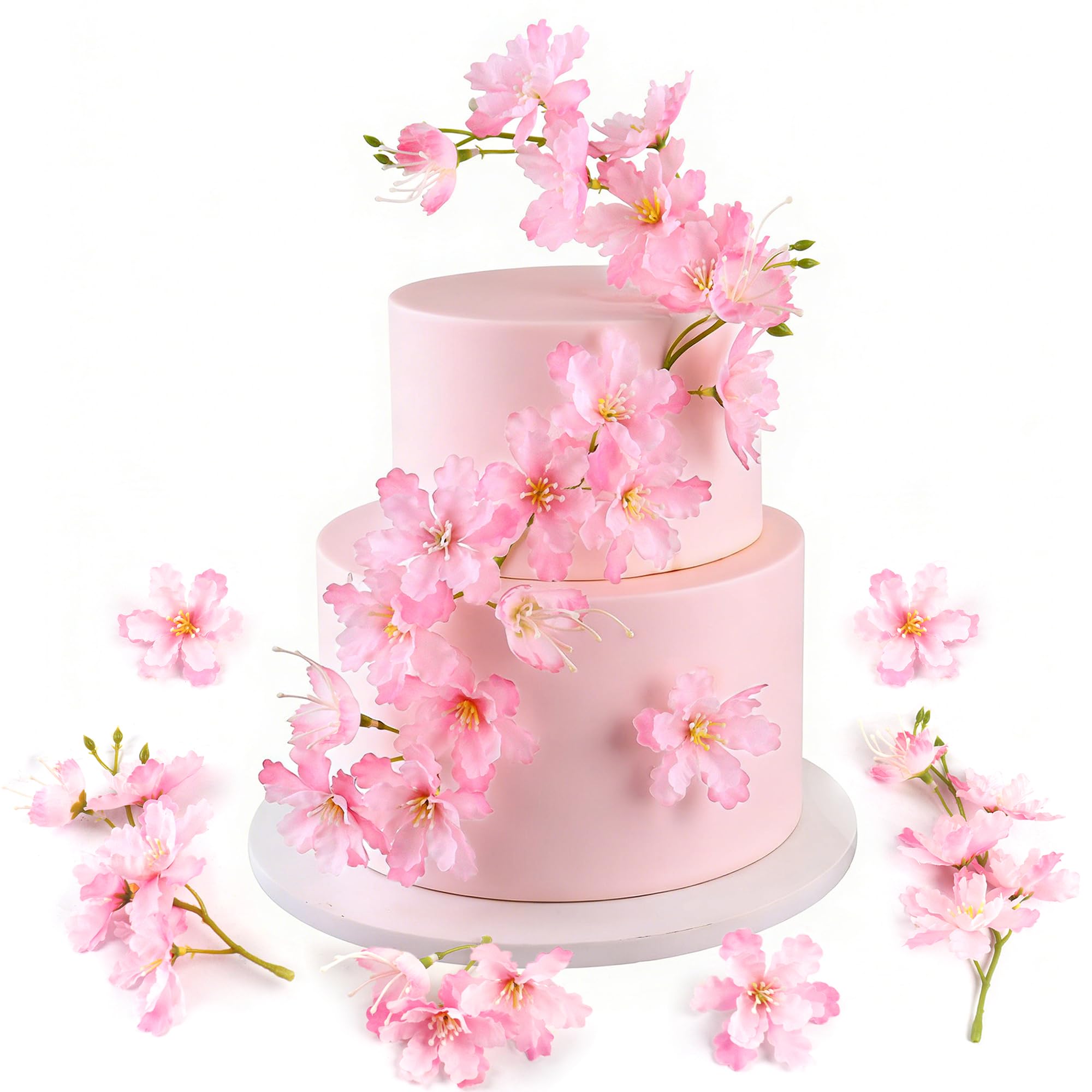 Blumomon 14PCS Artificial Cherry Blossom Cake Toppers Pink Cherry Flowers Cake Ornament for Floral Birthday Cake Decors Wedding Bridal Shower Mother's Day Party Artificial Flower Decoration Supplies โ image 1