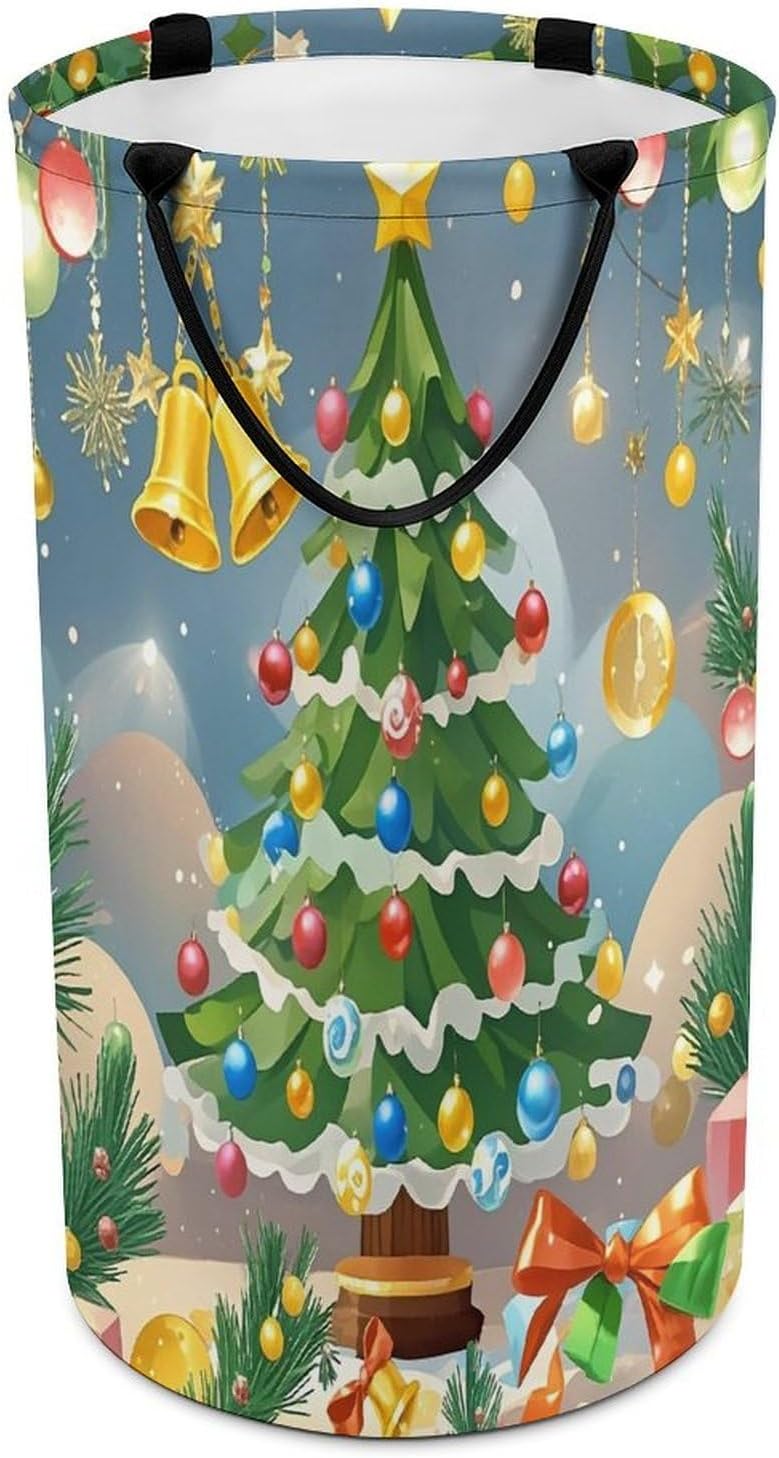 Tree Full of Lights Laundry Hamper Large Collapsible Laundry Basket with Handles Waterproof Clothes Hamper Portable Dirty Clothes Basket for Bedroom Laundry Room Closet Bathroom